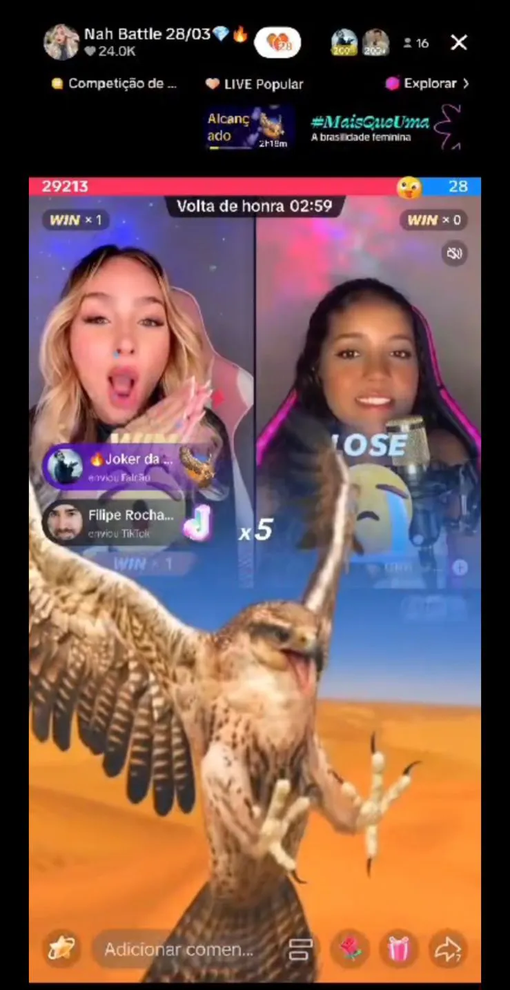 nadia batalha tiktok ganhando presente facao