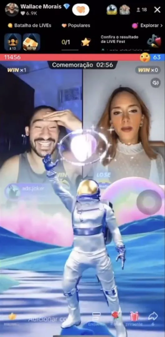 wallace batalha tiktok lives recebendo presente