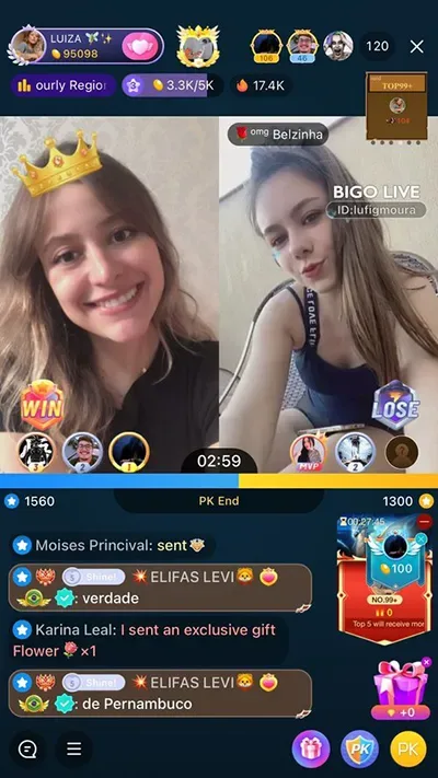 Lufig finalizando um PK na Bigo Live