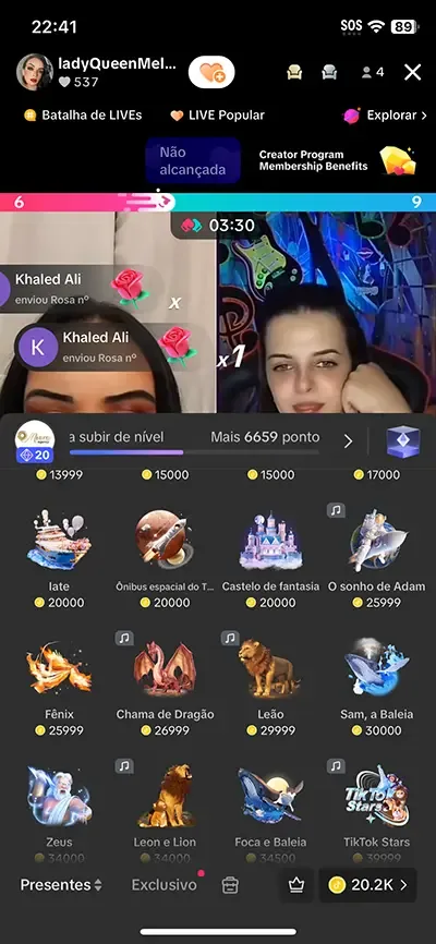 Lady Queen em live no TikTok LIVE