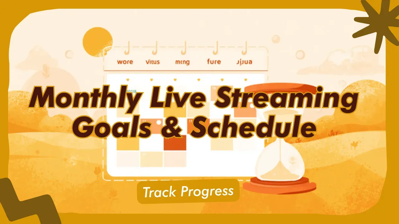 Calendário com dias destacados e ampulheta, ilustrando metas mensais de horas de live