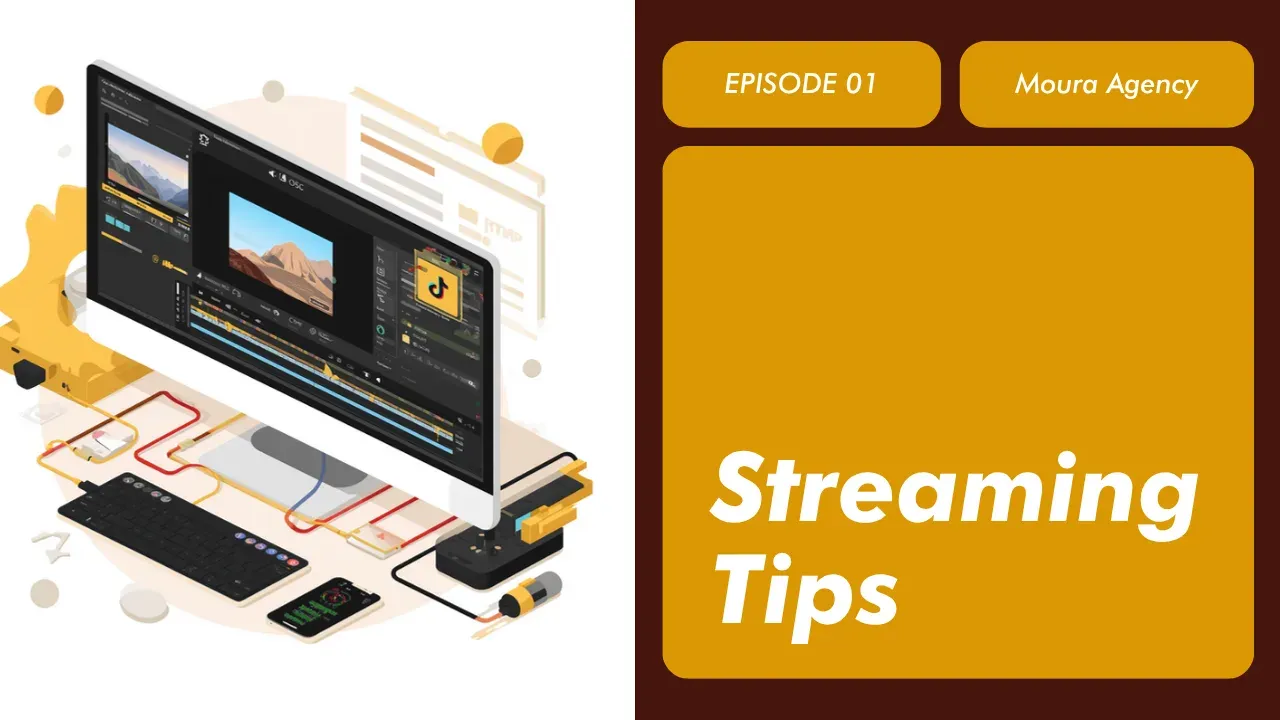 Tela de computador com software de transmissão OBS conectado ao TikTok via RTMP